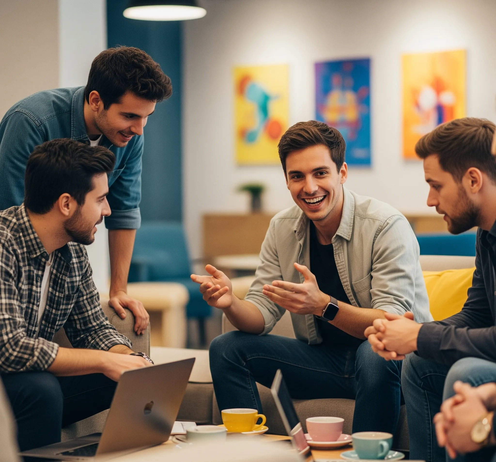 مجموعة صغيرة من الموظفين في بيئة عمل غير رسمية