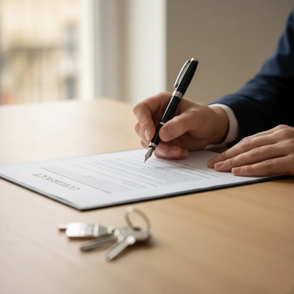 خطوات الحصول على تمويل عقاري ناجح 3 هذه الصورة ترمز إلى الالتزام واللحظة الحاسمة والنهائية في العملية.