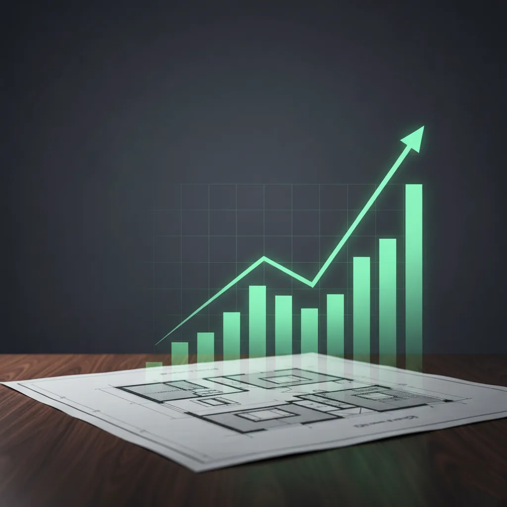 قياس العائد على الاستثمار (ROI) في المشاريع العقارية 1 ربط فكرة التخطيط العقاري (المخطط الهندسي) بالنجاح المالي والنمو (الرسم البياني).