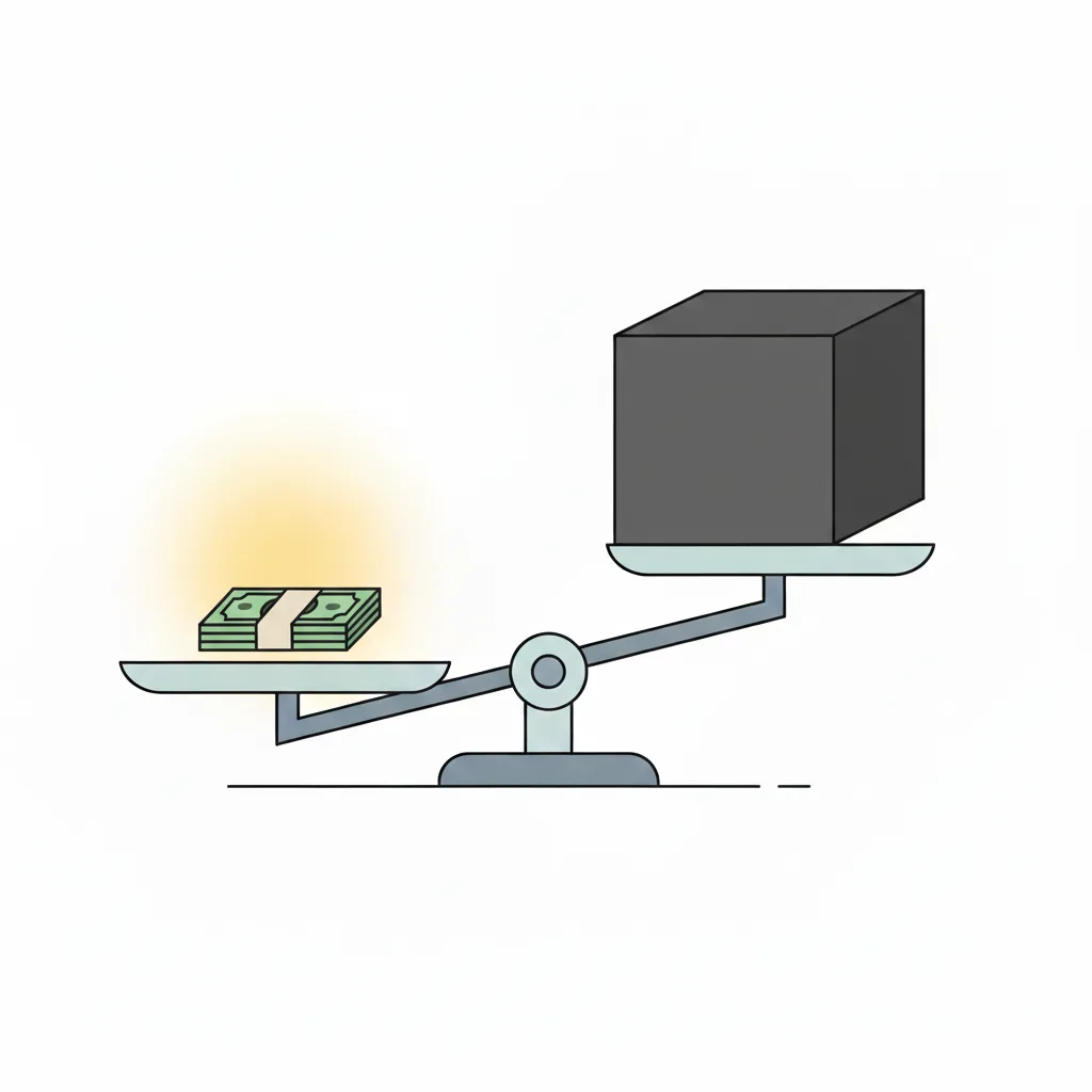 ميزانًا، حيث يرفع مبلغ صغير من المال (الدفعة الأولى) كتلة أكبر بكثير (قيمة العقار).