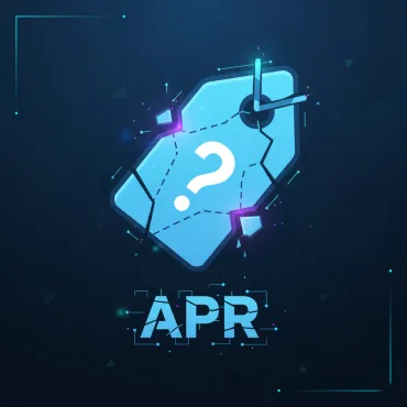 رسم توضيحي لميزان أو مؤشر أسهم متحرك (للإشارة إلى الفائدة المتغيرة) يقابله قفل ثابت (للإشارة إلى الفائدة الثابتة).