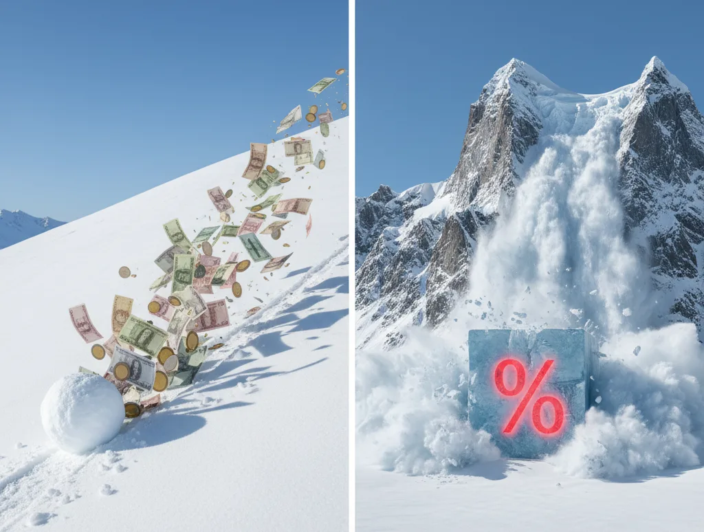 الاستراتيجية النفسية: “طريقة كرة الثلج” (Debt Snowball)
الاستراتيجية الرياضية: “طريقة الانهيار الجليدي” (Debt Avalanche)
